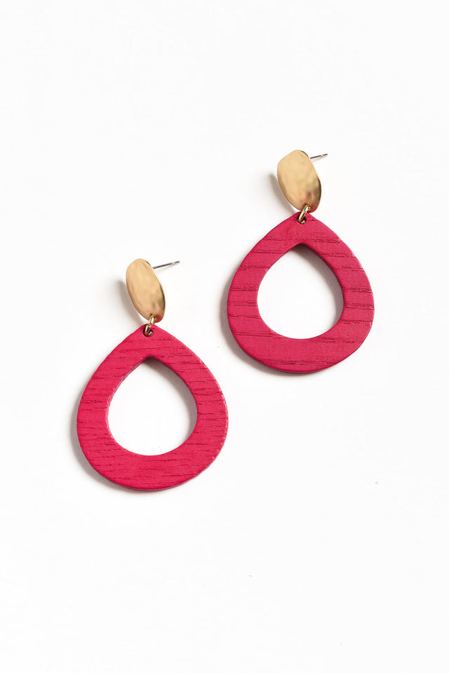 Tinsley Fuchsia Wood Earrings image 1