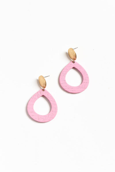 Tinsley Pink Wood Earrings