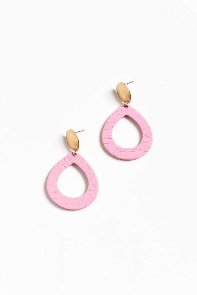 Tinsley Pink Wood Earrings