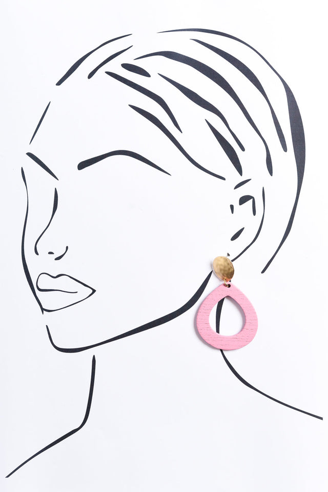 Tinsley Pink Wood Earrings