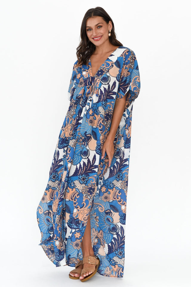 Tiwi Blue Tropical Cotton Kaftan image 3