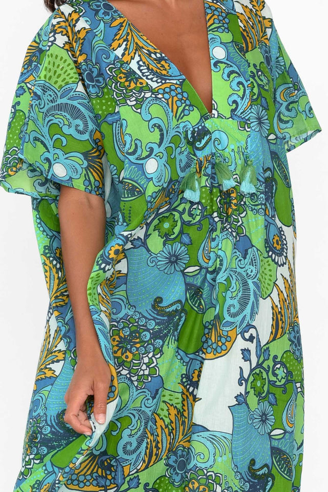 Tiwi Green Paisley Cotton Kaftan image 6