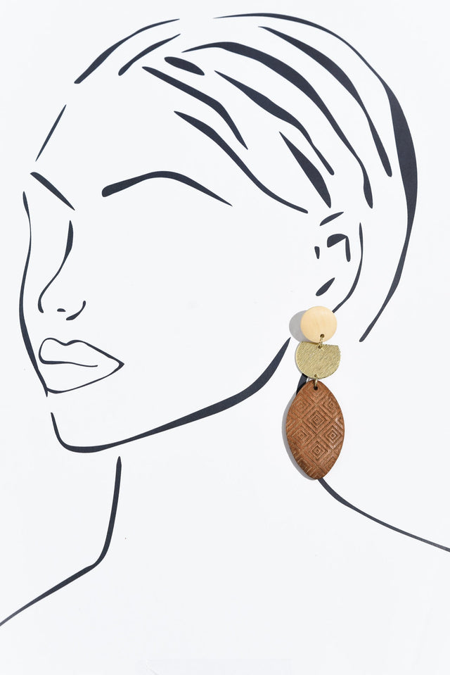 Tora Gold Wood Drop Earrings image 2