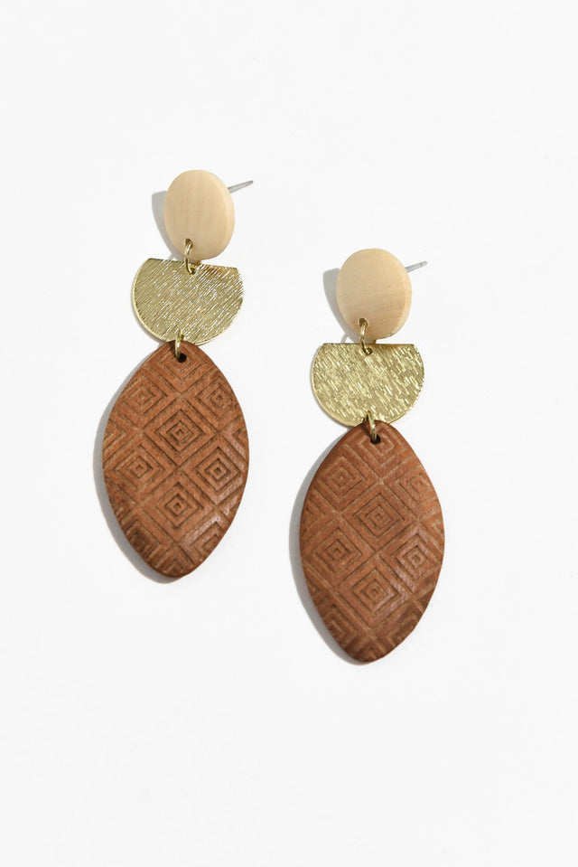 Tora Gold Wood Drop Earrings image 1