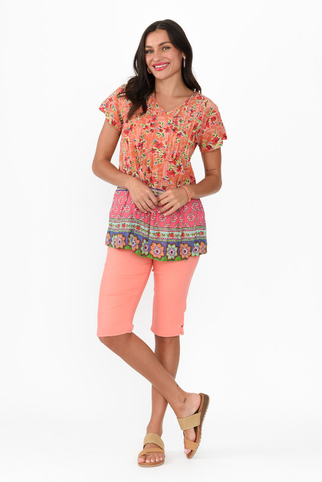 Fia Blush Floral Crinkle Cotton Top image 7