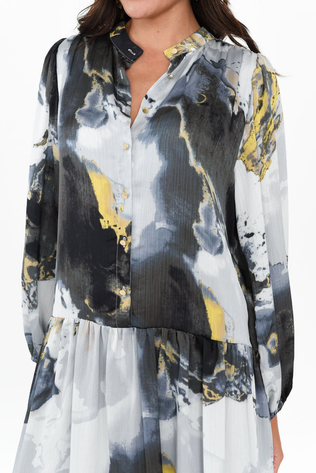 Transfixed Black Marble Midi Shirt Dress image 7