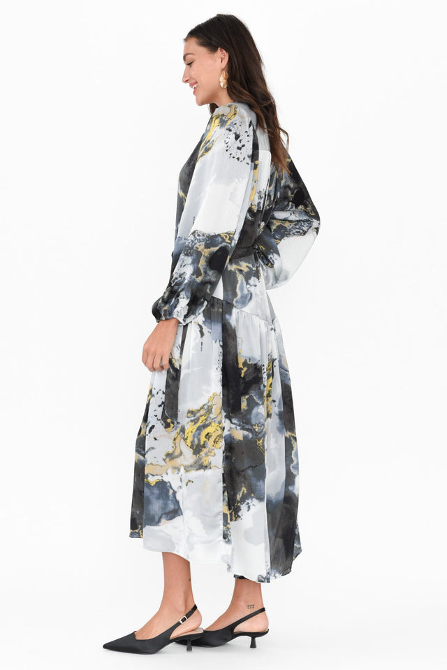 Transfixed Black Marble Midi Shirt Dress image 5