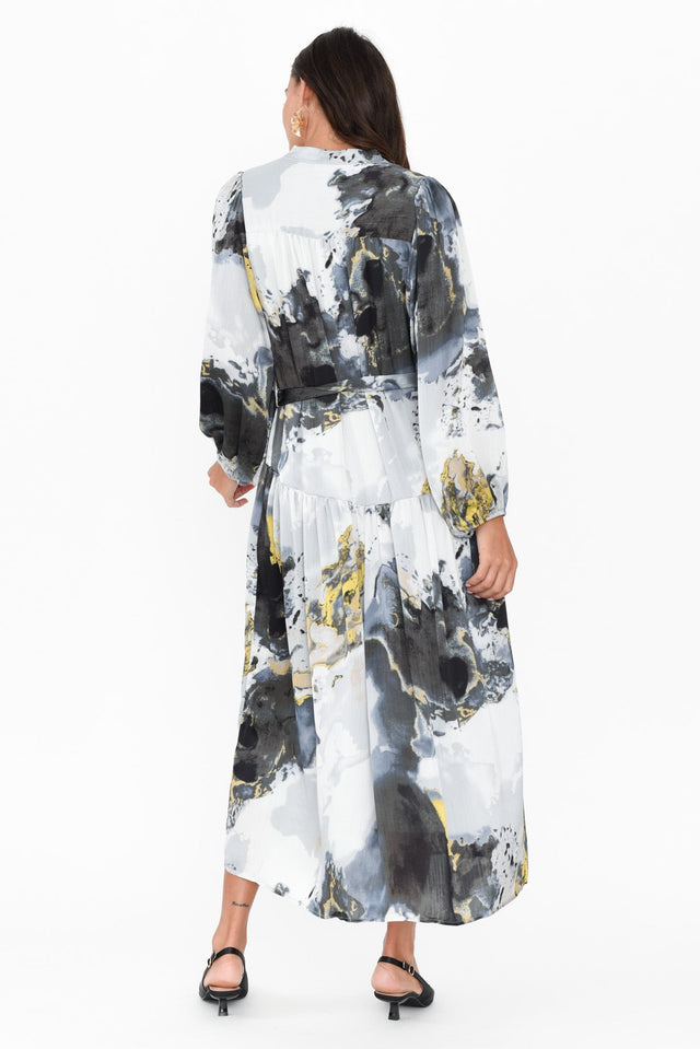 Transfixed Black Marble Midi Shirt Dress image 6