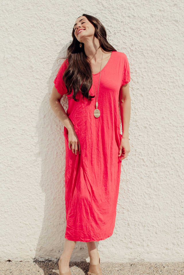 Travel Berry Crinkle Cotton Maxi Dress image 1