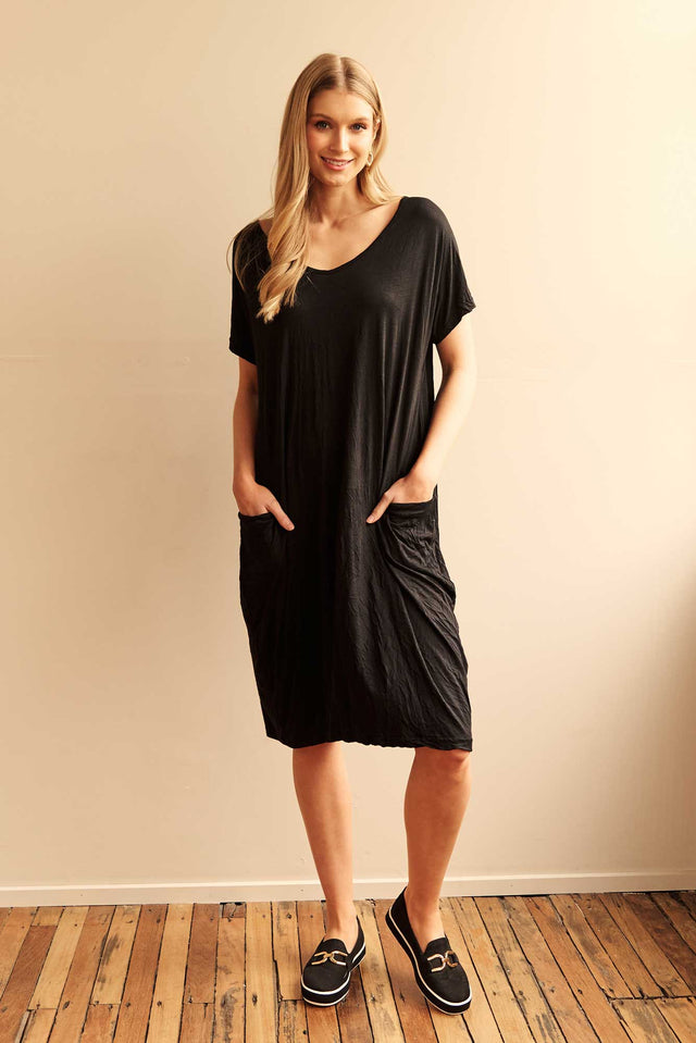 Travel Black Crinkle Cotton Dress image 1