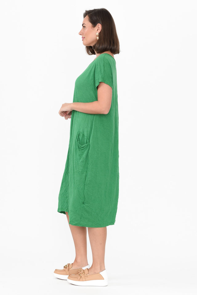 Travel Green Crinkle Cotton Dress image 4