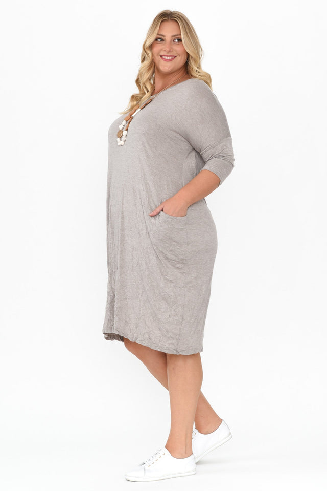 Travel Oat Crinkle Cotton Sleeved Dress image 8