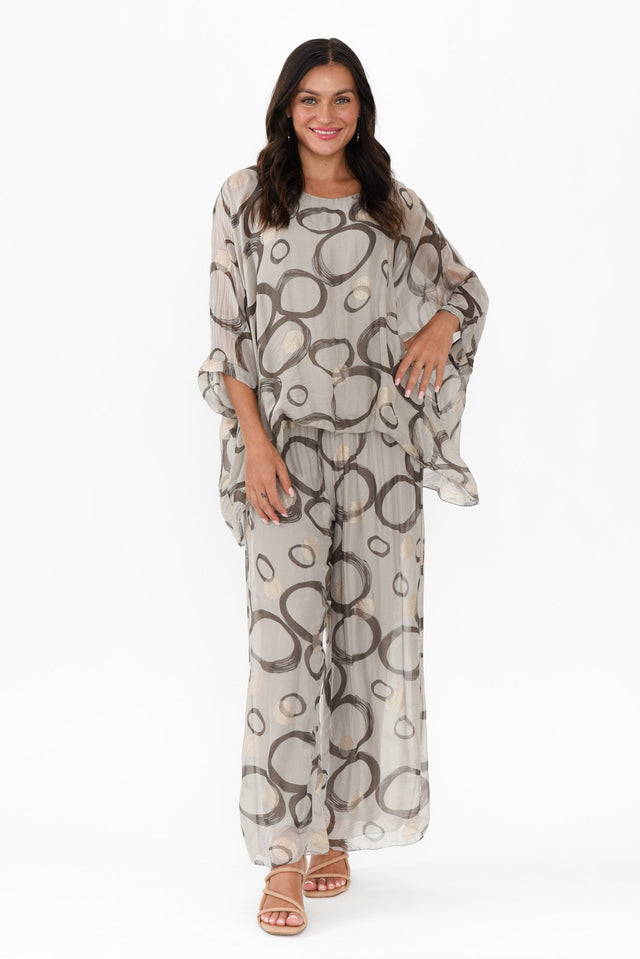 Reba Taupe Circle Silk Layer Pants banner image