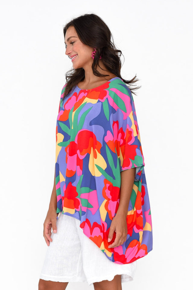 Trista Blue Garden Drape Top