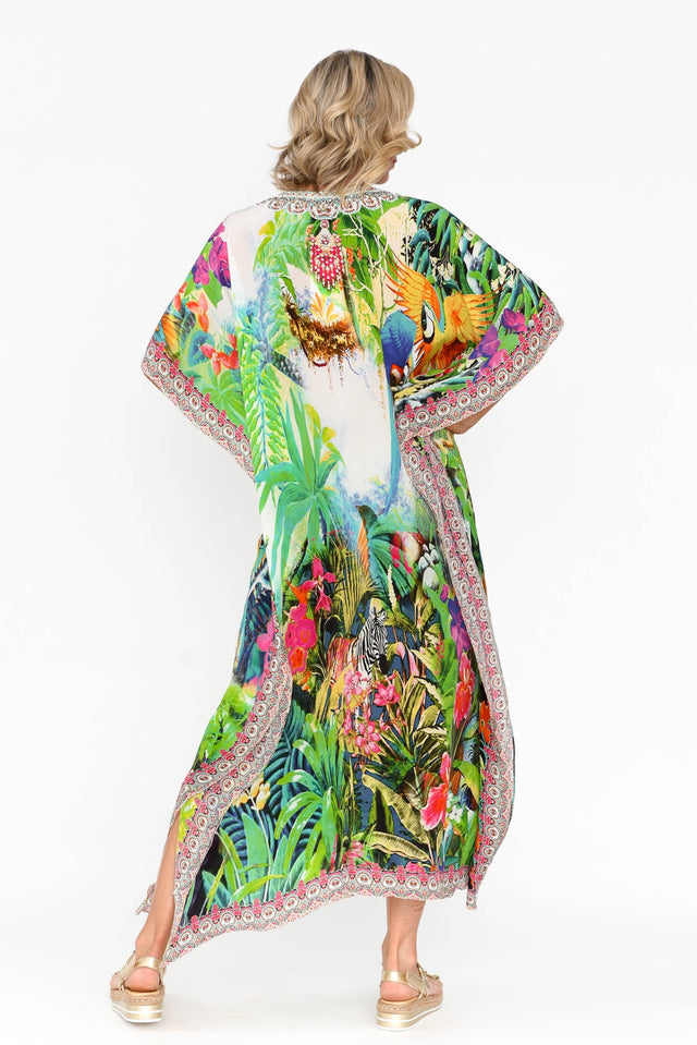 Tropical Resort Silk Maxi Kaftan