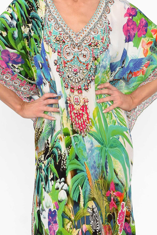 Tropical Resort Silk Maxi Kaftan image 3