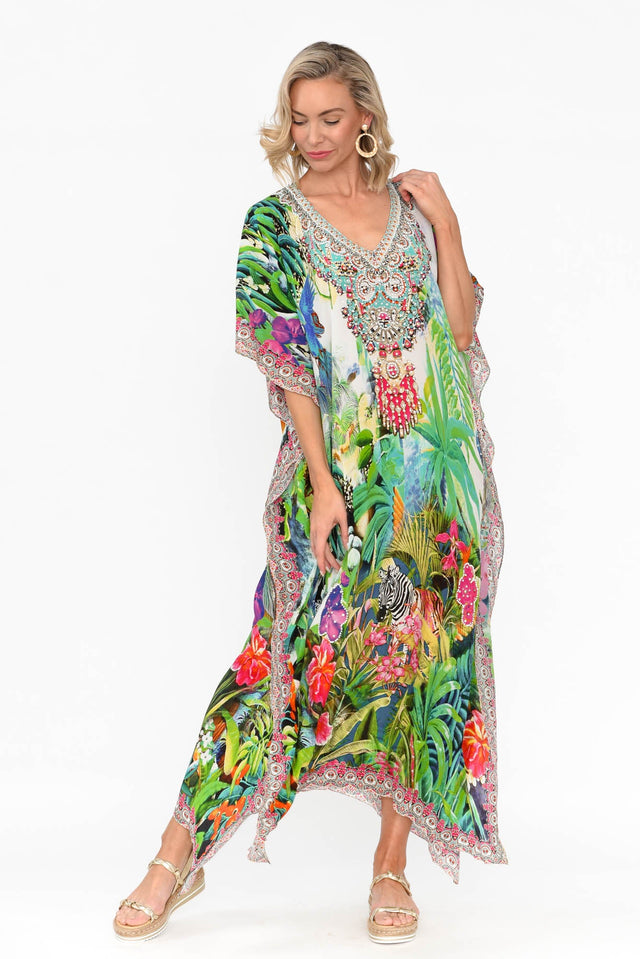 Tropical Resort Silk Maxi Kaftan image 2