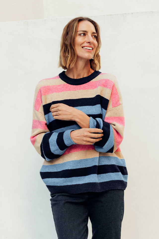 Valeria Blue Stripe Knit Sweater