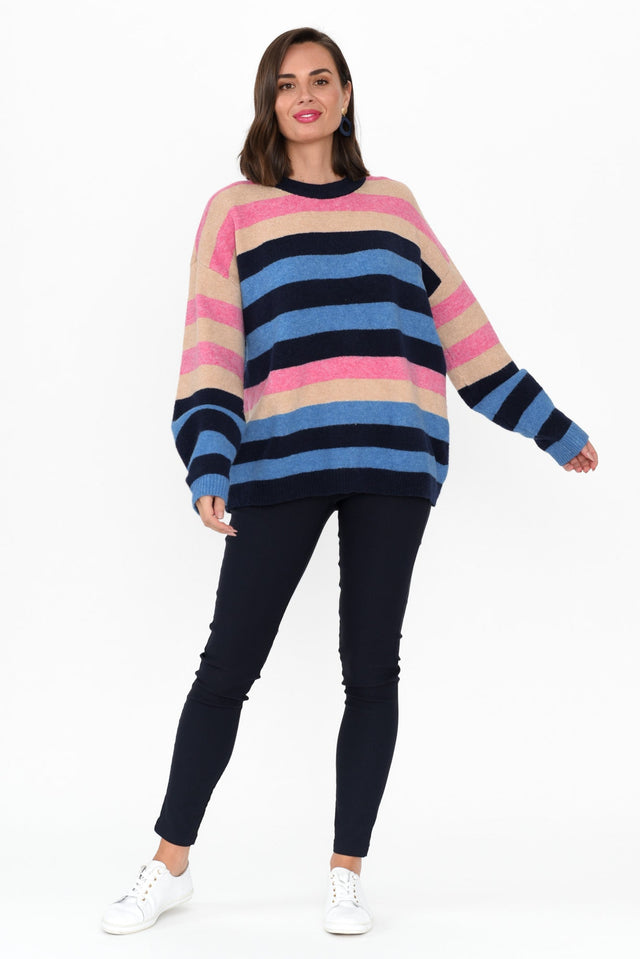 Valeria Blue Stripe Knit Sweater image 7
