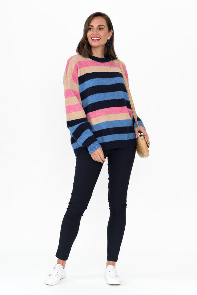 Valeria Blue Stripe Knit Sweater image 3