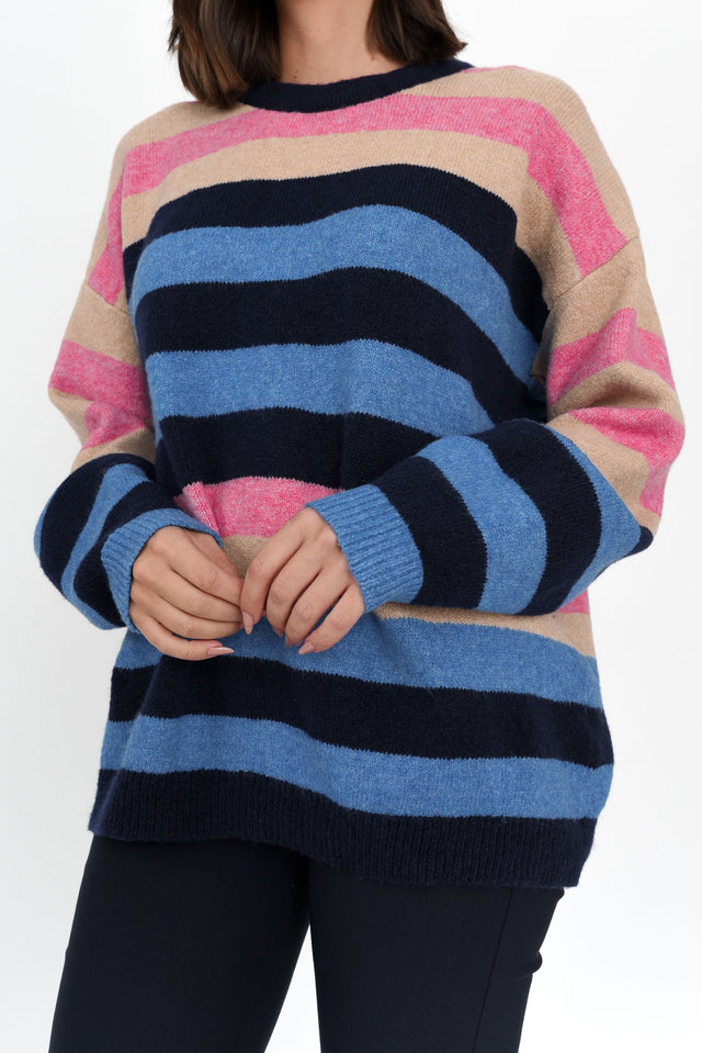 Valeria Blue Stripe Knit Sweater