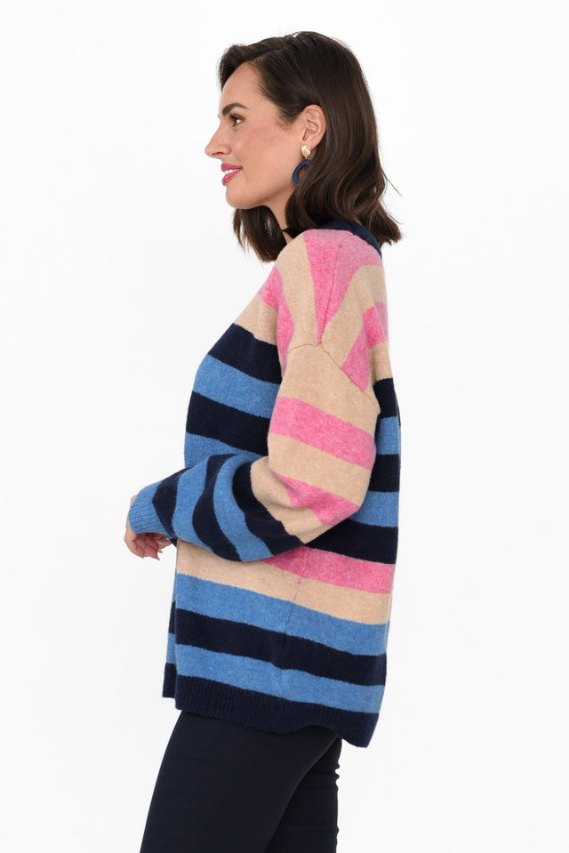 Valeria Blue Stripe Knit Sweater
