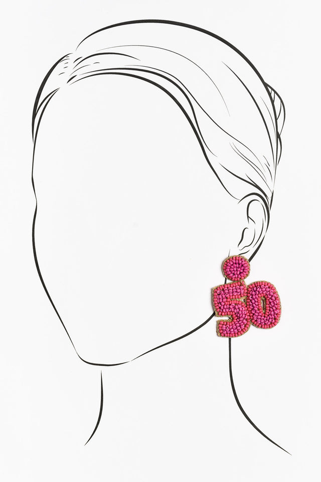 Valette Pink Beaded 50 Earrings image 2