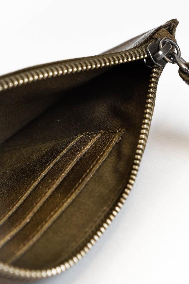 Vaucluse Olive Leather Medium Pouch image 2