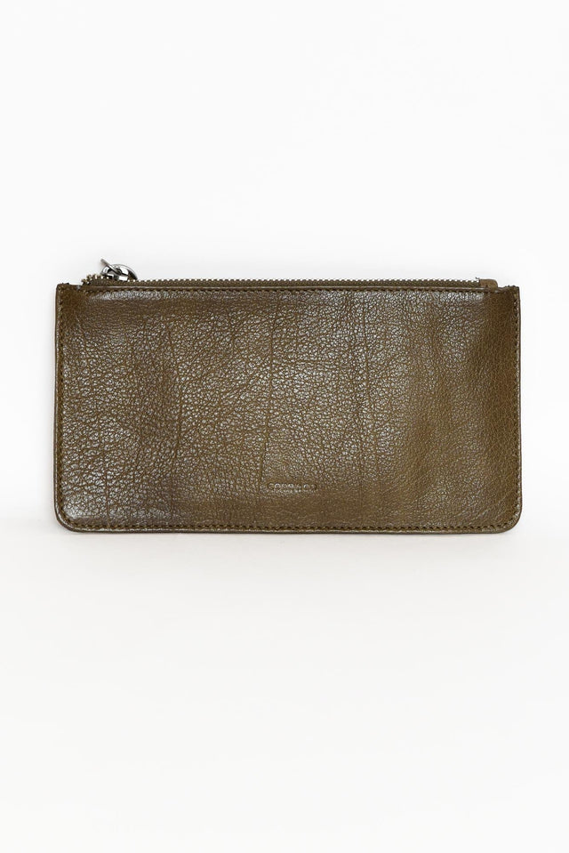 Vaucluse Olive Leather Medium Pouch image 3
