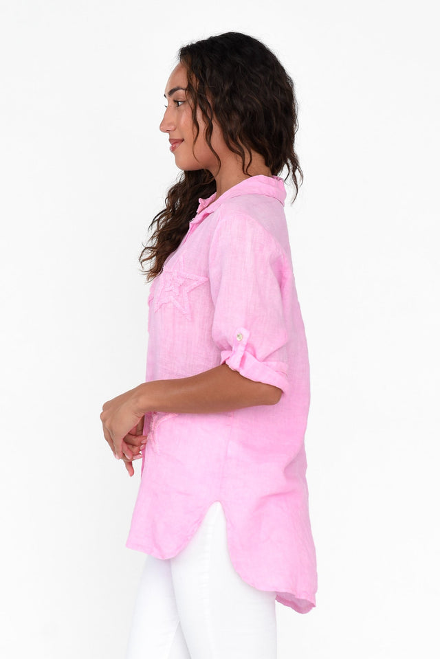 Veridian Pink Star Linen Shirt image 3