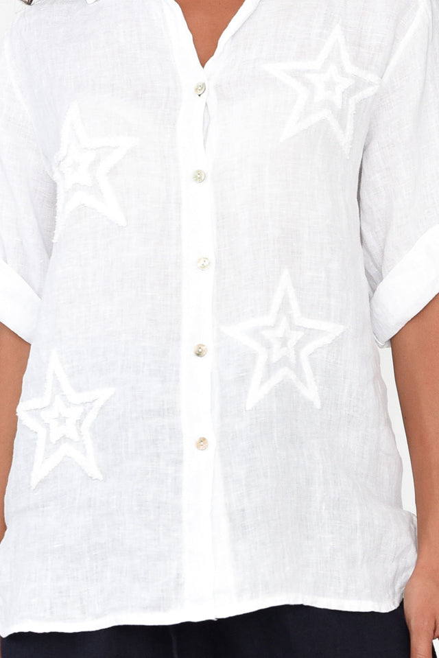Veridian White Star Linen Shirt