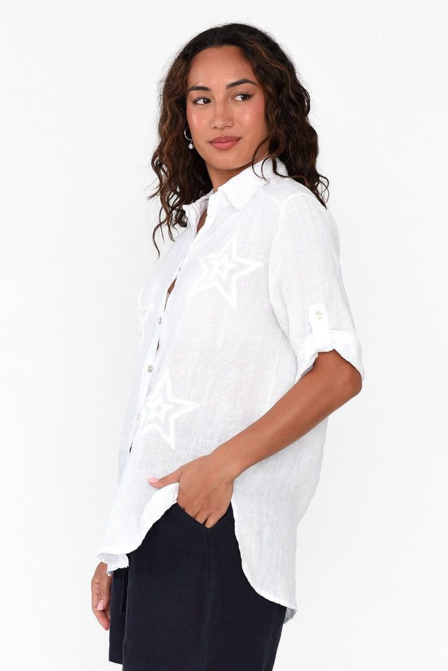 Veridian White Star Linen Shirt