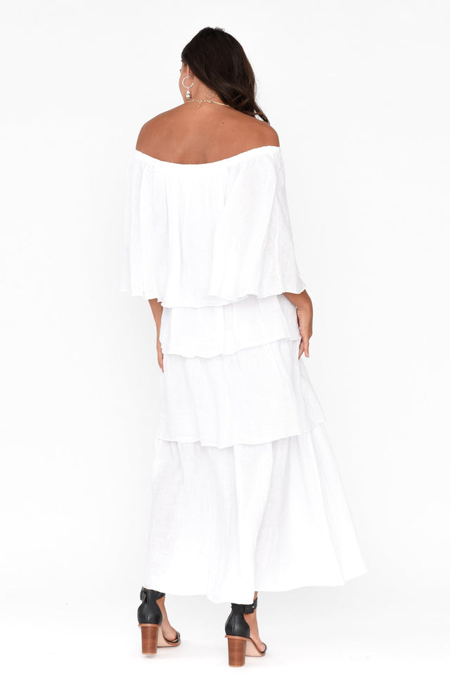 Verone White Linen Ruffle Dress image 5