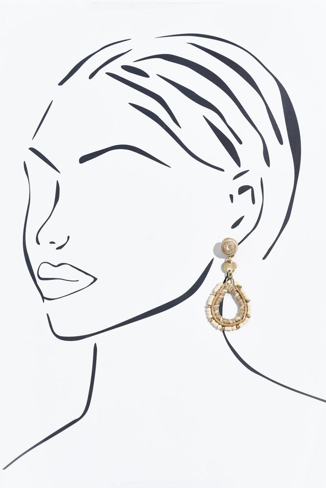 Wattle Cream Raffia Drop Earrings image 2