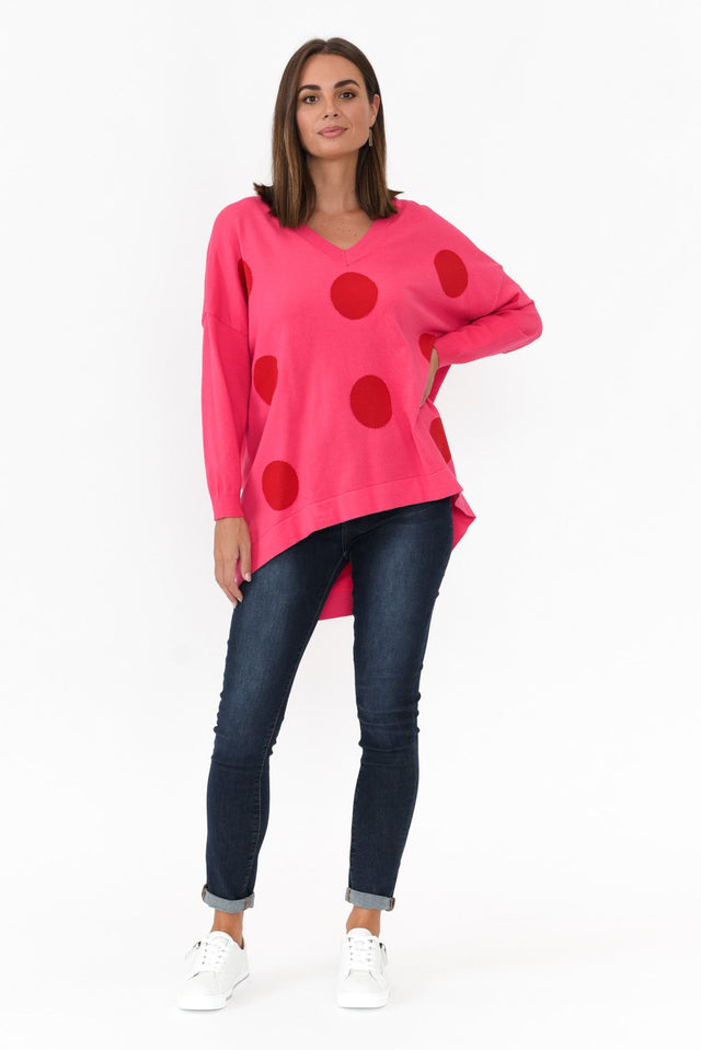 Wells Pink Spot Knit Sweater image 6