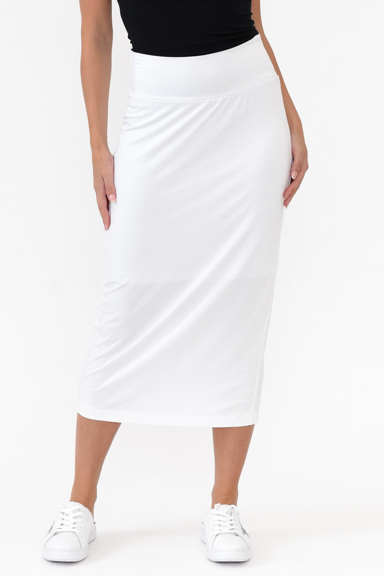 White Bamboo Maxi Tube Skirt 