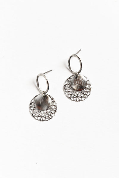 Wynna Silver Disc Earrings