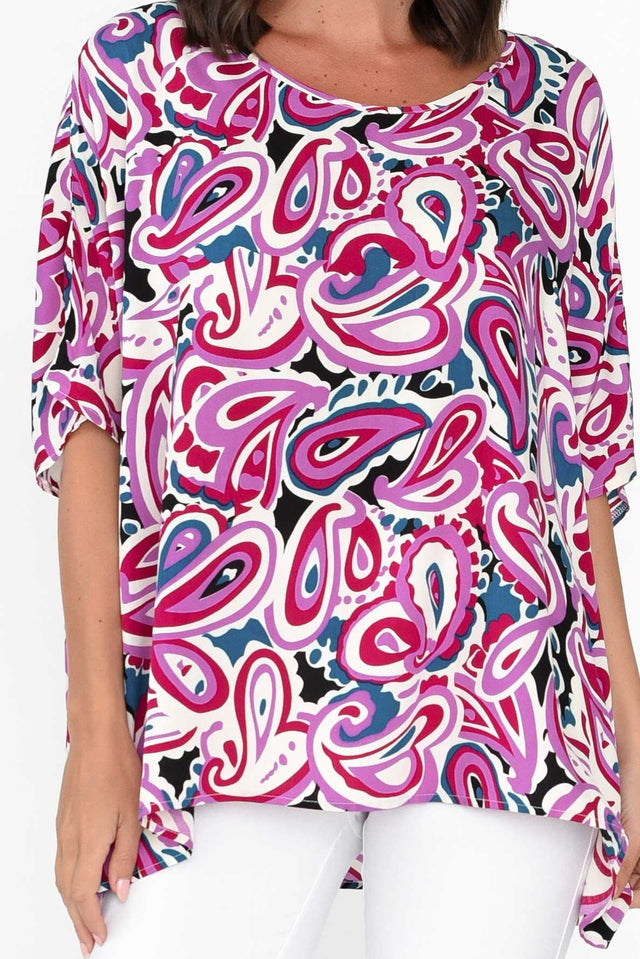 Yesenia Pink Paisley Drape Top image 6