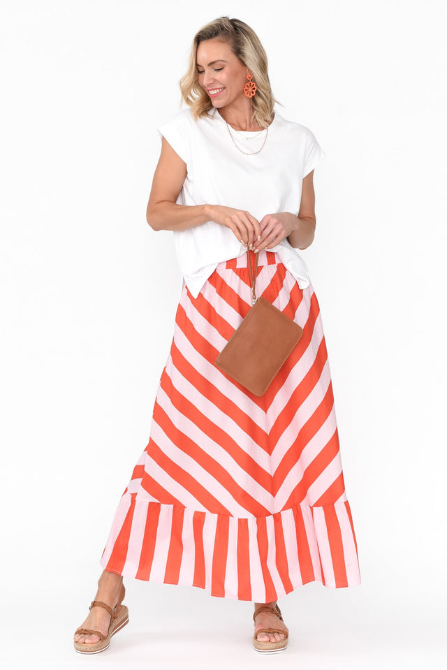 Yordan Pink Stripe Cotton Frill Skirt