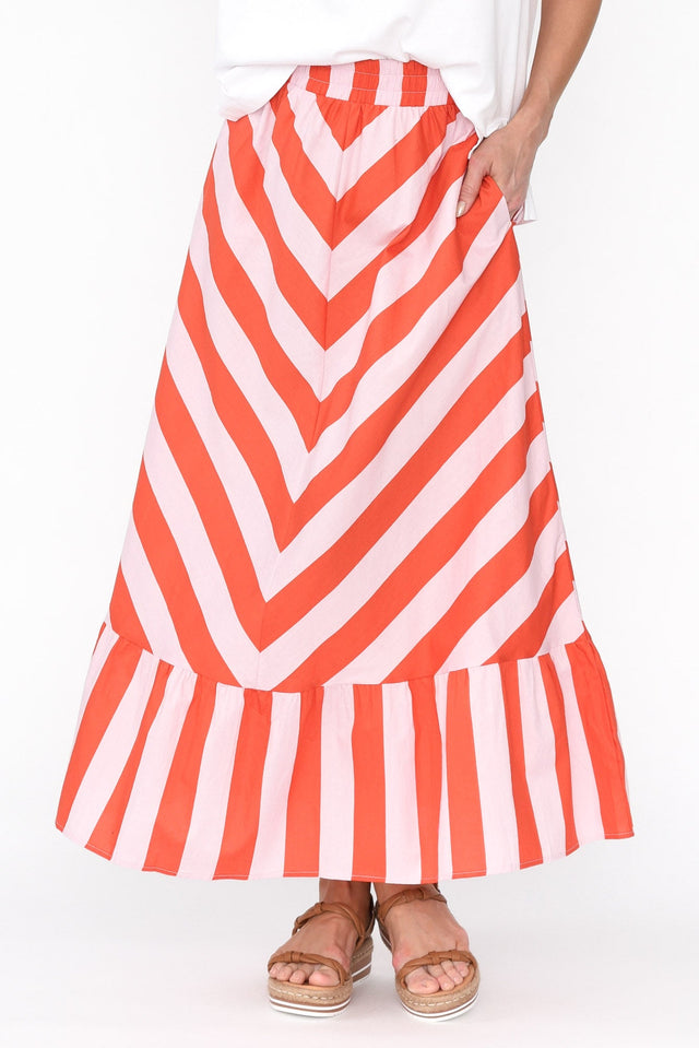 Yordan Pink Stripe Cotton Frill Skirt