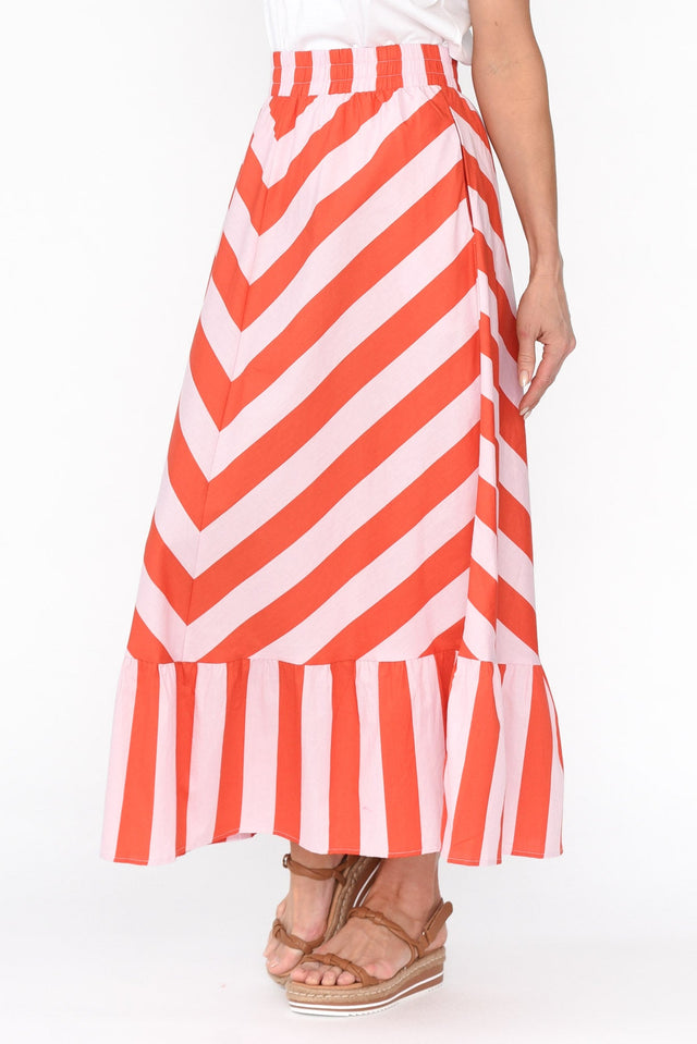 Yordan Pink Stripe Cotton Frill Skirt image 3