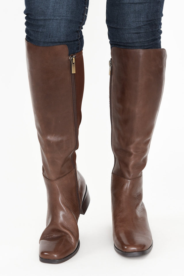 Young Chocolate Leather Knee High Boot