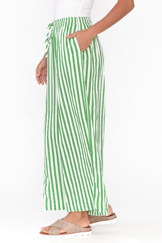 Yuri Green Stripe Cotton Blend Pants image 3