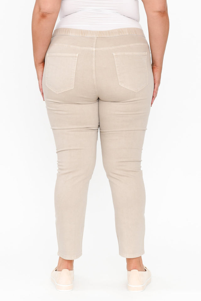 Zadie Distressed Beige Stretch Jeans