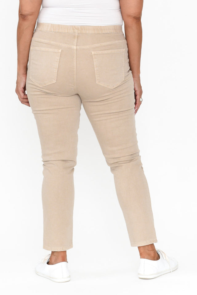 Zadie Distressed Beige Stretch Jeans