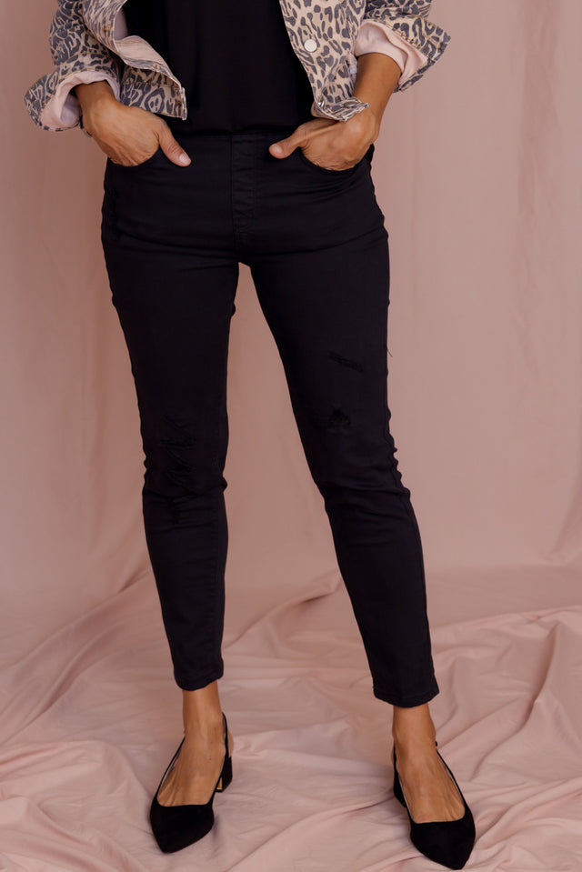 Zadie Distressed Black Stretch Jeans image 1