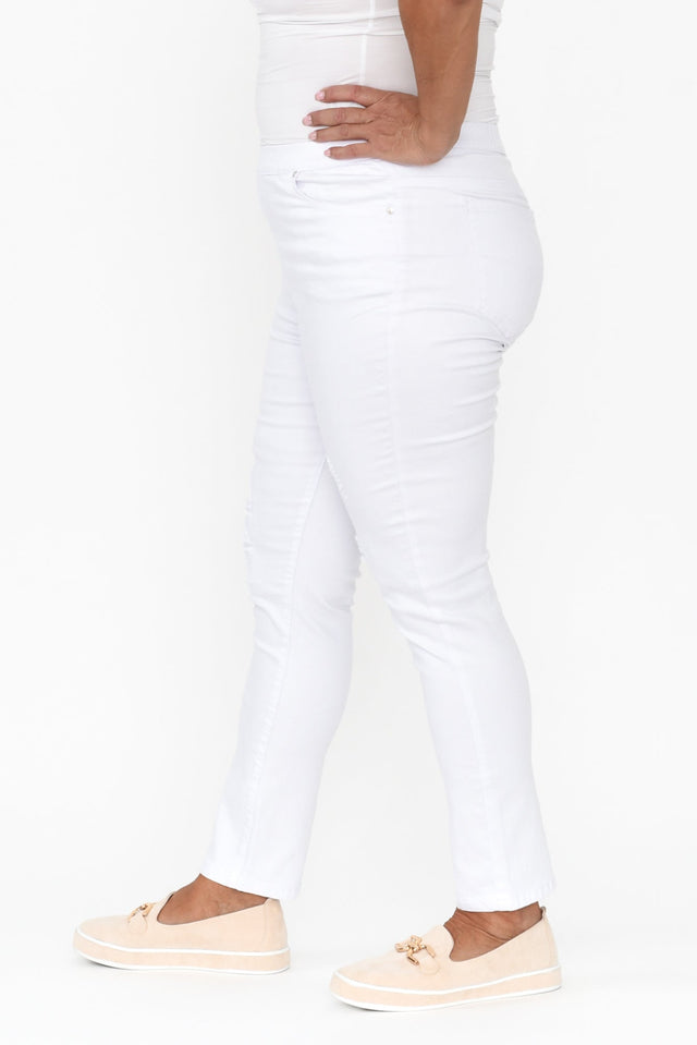 Zadie Distressed White Stretch Jeans image 8