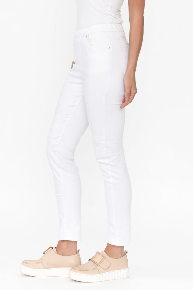 Zadie Distressed White Stretch Jeans image 3