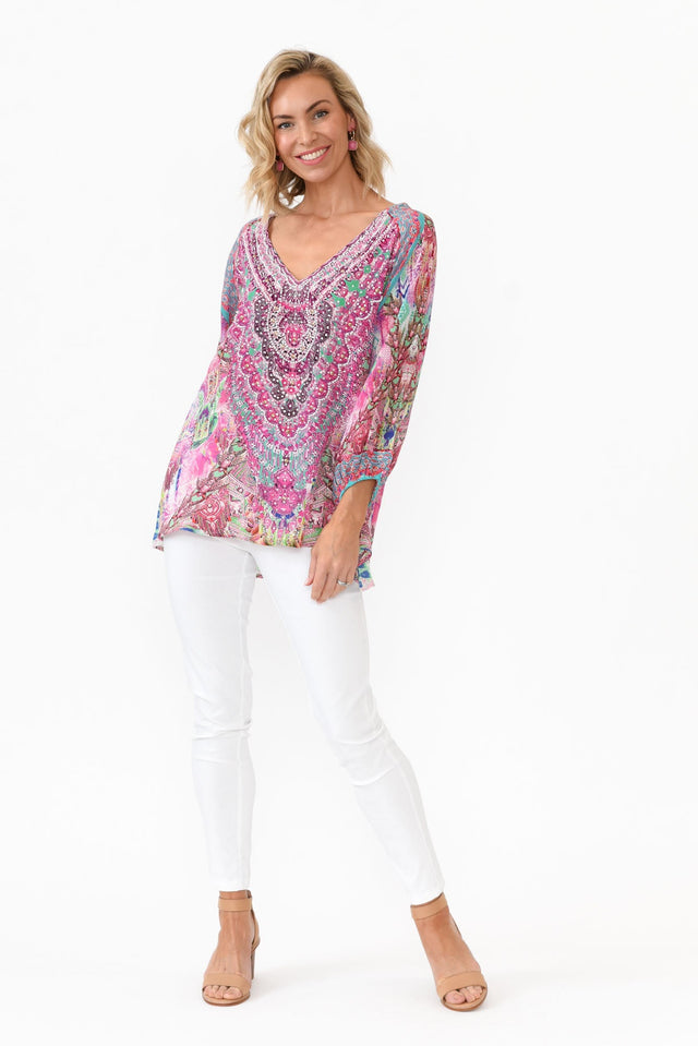 Zahara Pink Silk Gypsy Top image 6