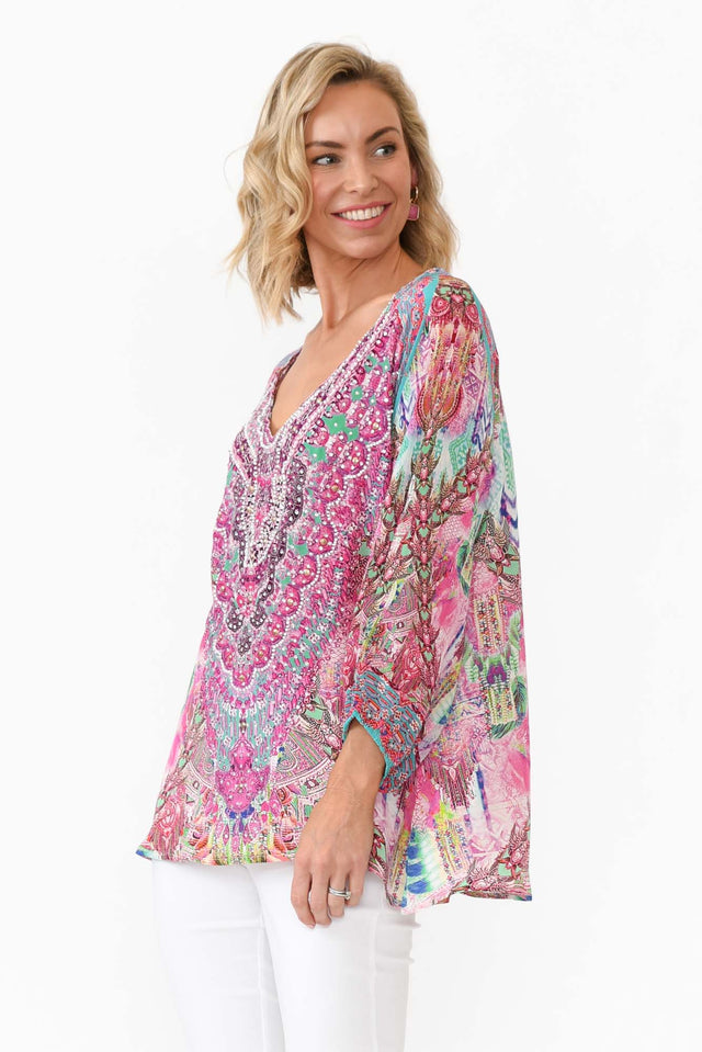 Zahara Pink Silk Gypsy Top image 3